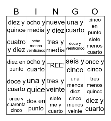 LA HORA Bingo Card