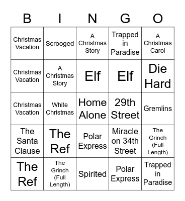 Trail Blazers Holiday Bingo Card