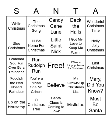 Christmas Bingo Card