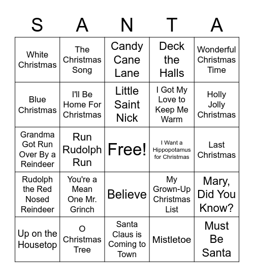 Christmas Bingo Card