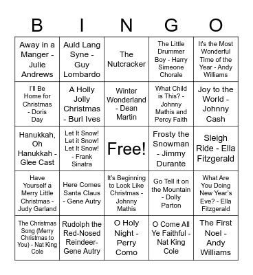 Christmas Music Bingo Card