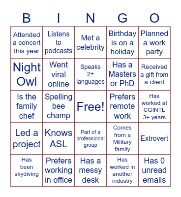 Crowned Grace Icebreaker Bingo Card