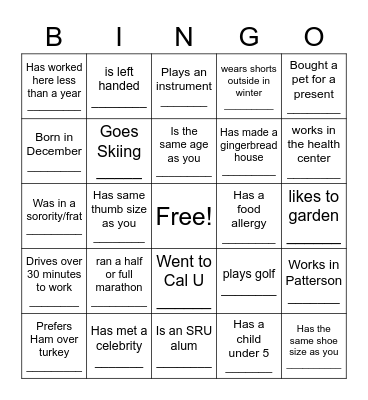 Find Someone Who.... Bingo Card