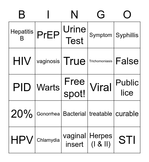 STI BINGO YES+ Bingo Card