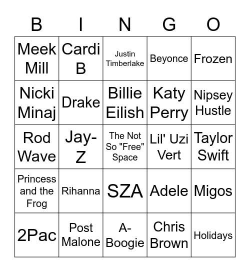 PARKER MUSIC BINGO! Bingo Card