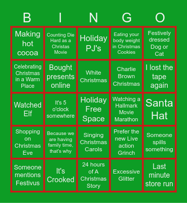 Sam's Holiday Extravaganza Bingo Card