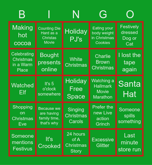 Sam's Holiday Extravaganza Bingo Card