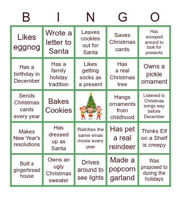 "Find a Co-worker Who" Holiday Bingo Card