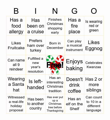 JINGLE MINGLE BINGO Card