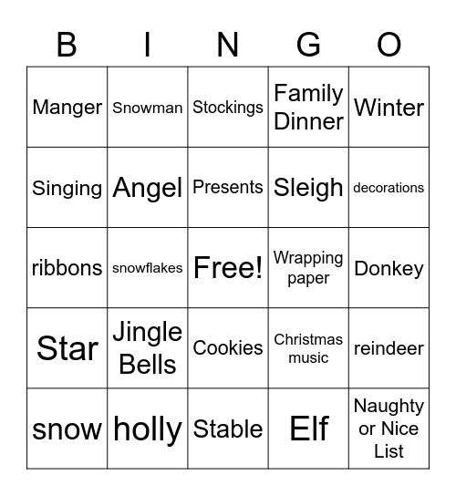 Christmas Bingo Card