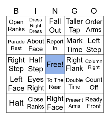 AFJROTC Drill Bingo Card