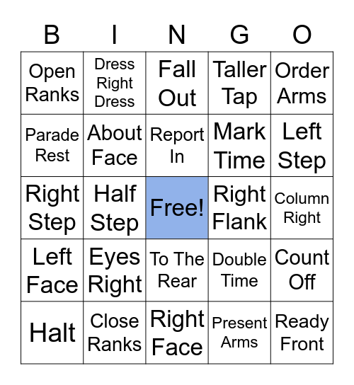 AFJROTC Drill Bingo Card