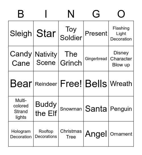 Christmas Light BINGO 2023 Bingo Card