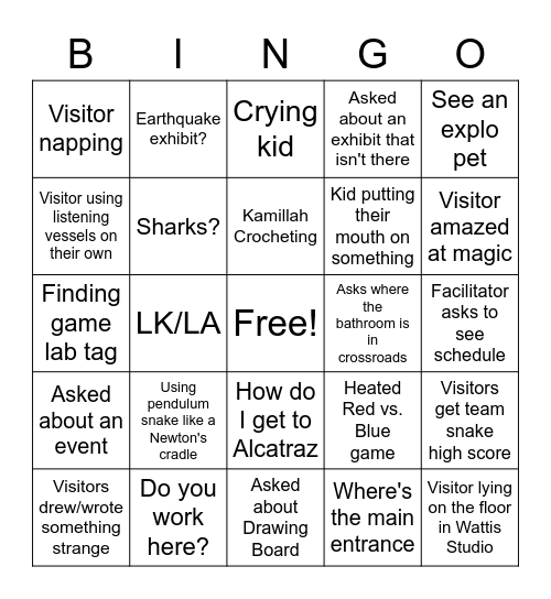 Floor Bingo Card