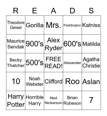 LIBRARY BINGO Card