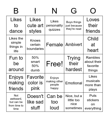 How much Do you Have in Common with Berry? Bingo Card