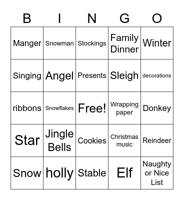 Christmas Bingo Card