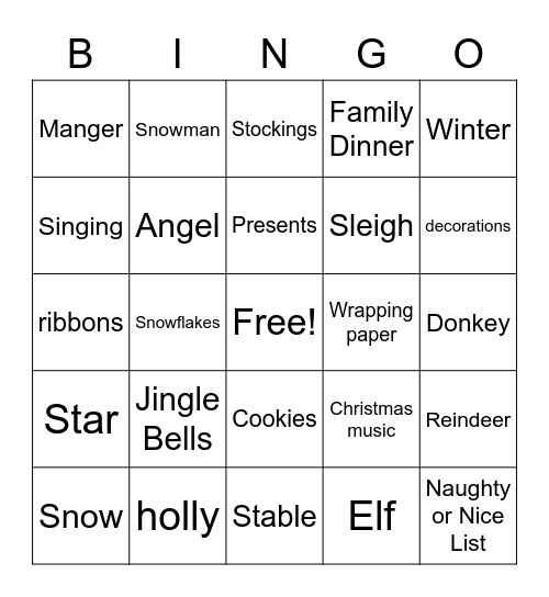 Christmas Bingo Card