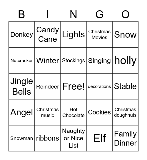 Christmas Bingo Card