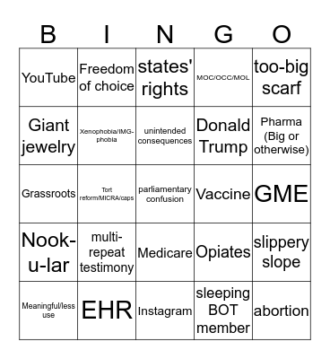 AMA Interim 2015 Bingo Card