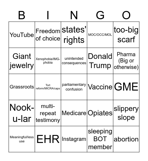 AMA Interim 2015 Bingo Card