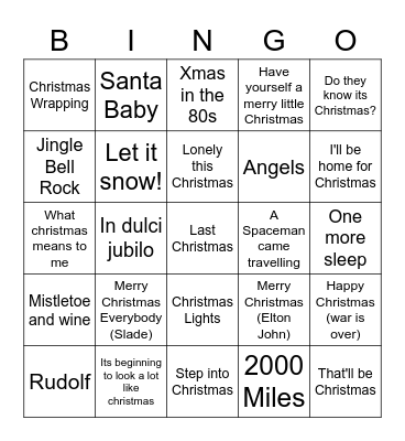 Pop Bingo Card