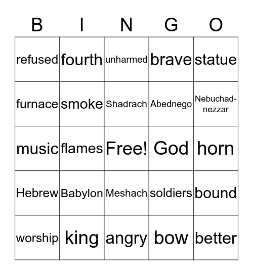 Three Faithful Men Bingo Card