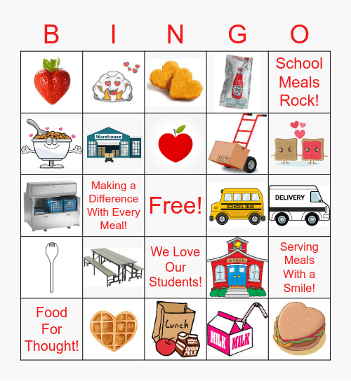 We LOVE Serving School Meals Bingo Card