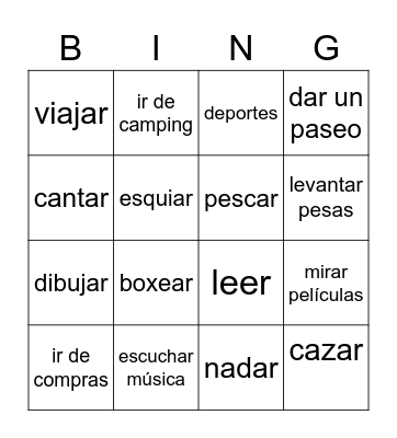 Los Pasatiempos Bingo Card