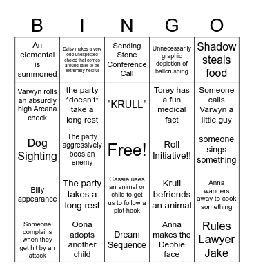 d&d bingo! Bingo Card