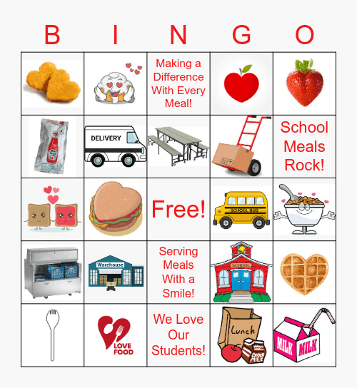 We LOVE Serving School Meals Bingo Card