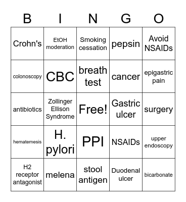 PUD Bingo Card