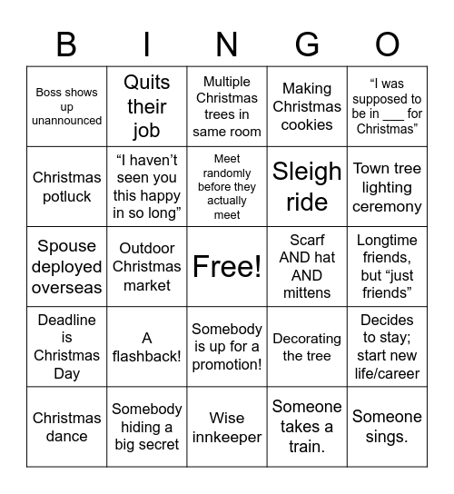 Hallmark Christmas Bingo Card