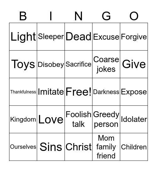 God's Bingo Card