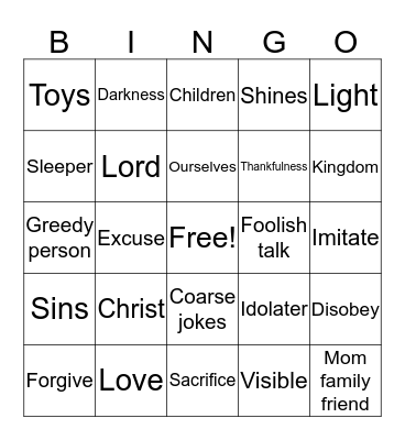God's Bingo Card