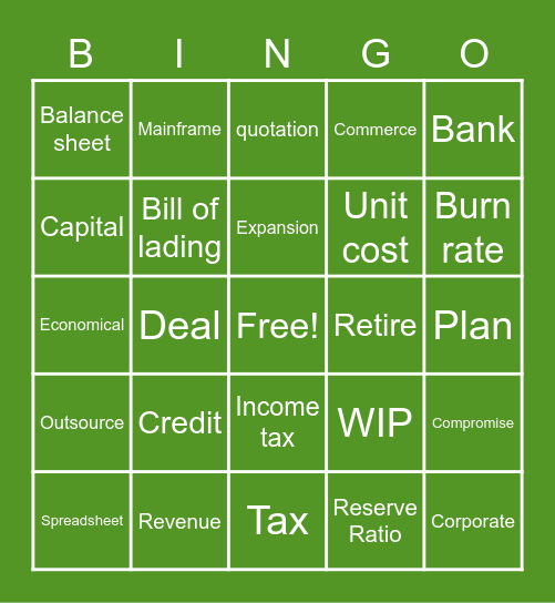 FINANCE WORD BINGO Card