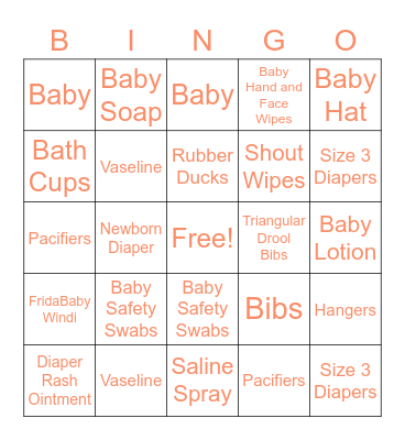 Baby Bingo Card