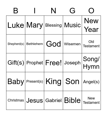 Christmas Day BINGO (Fill in during today's service - pop in mailbox #4 with your name on it for prizes next week!) Bingo Card