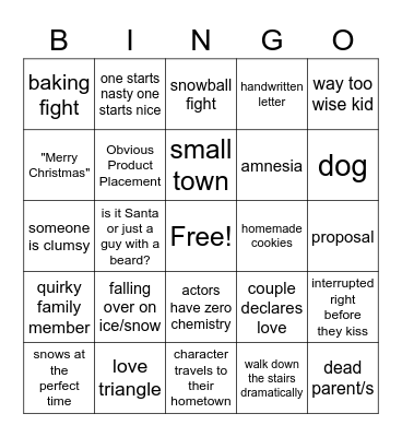 Christmas Movie Bingo Card