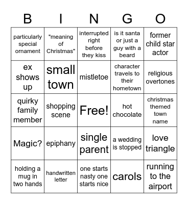 Christmas Movie Bingo Card