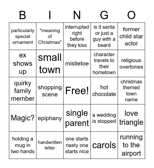 Christmas Movie Bingo Card