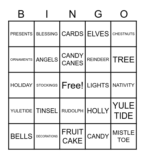 CHRISTMAS Bingo Card