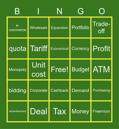 FINANCE WORD BINGO Card