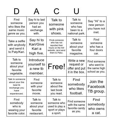 Winter Celebration Scavenger Hunt Bingo Card