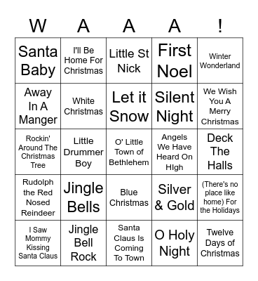 Christmas Tunes Bingo Card