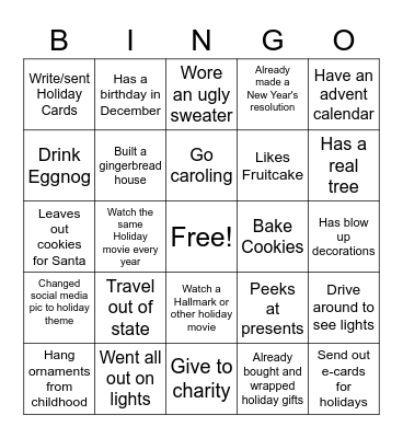 Holiday Bingo Card