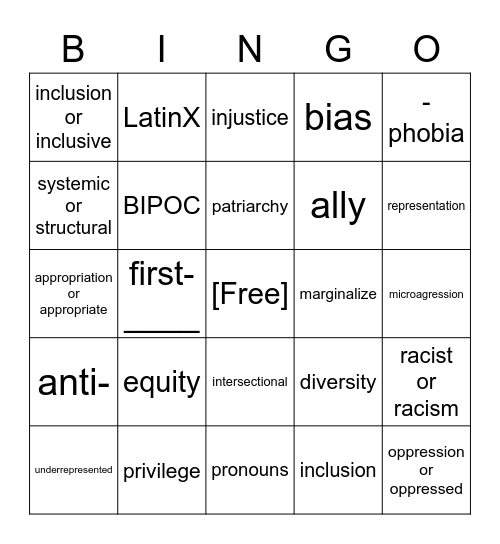 Woke Buzzword Bingo Card