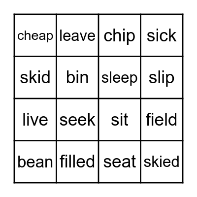 / ɪ / vs / i: / Bingo Card