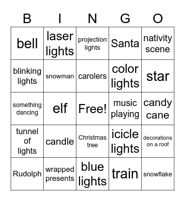 Christmas Light BINGO Card