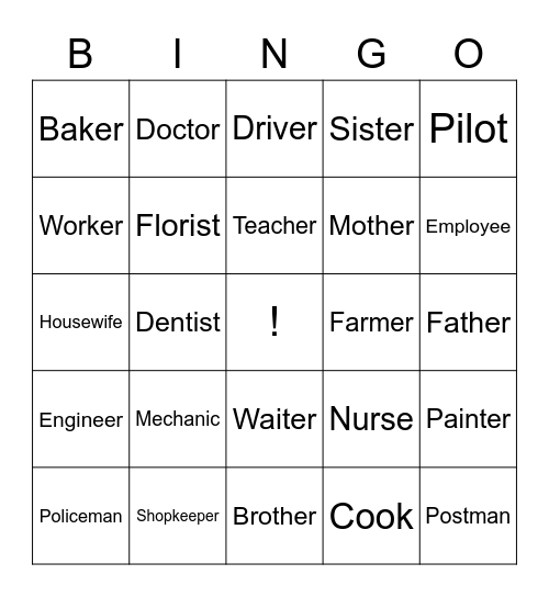 Lesson 4 Bingo Card